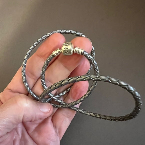 Like new. Authentic retired Pandora leather necklace/triple wrap bracelet. - Picture 4 of 6